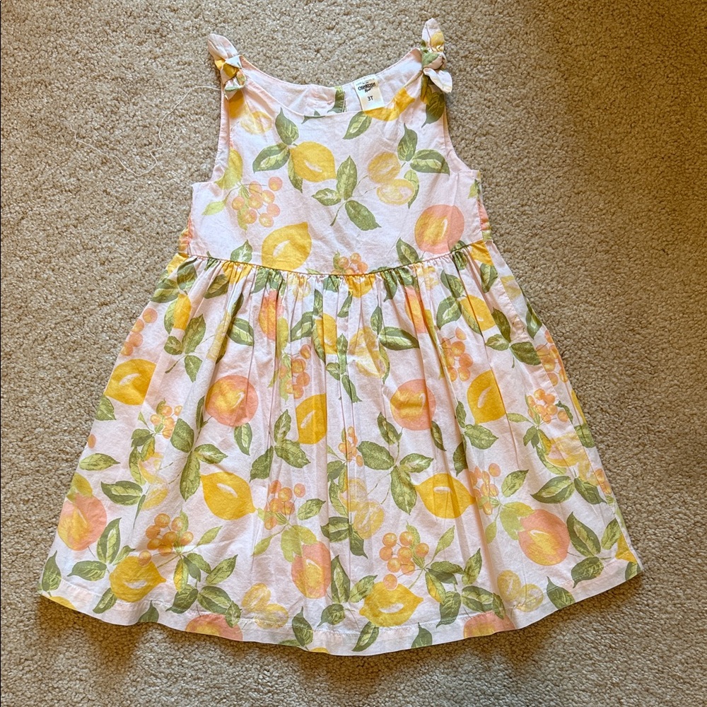 OshKosh B'gosh Pink Dress with Yellow Lemon & Green Leaf Print